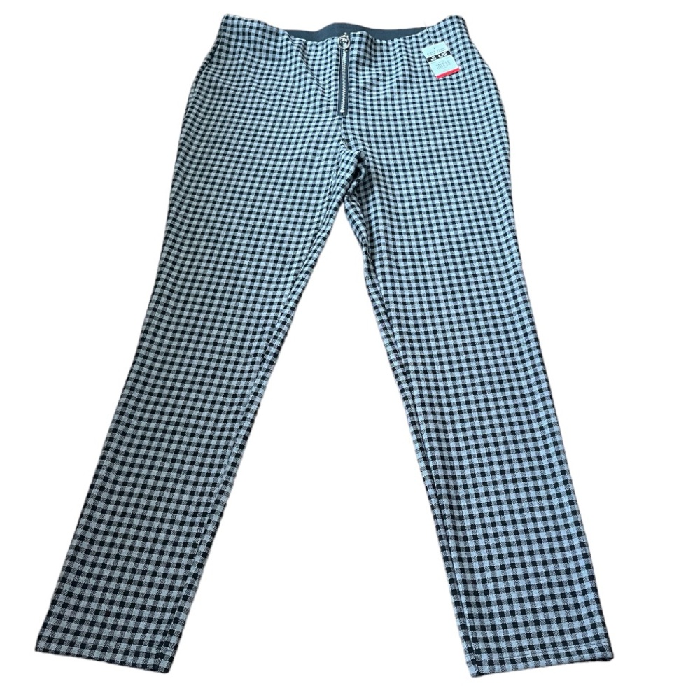 Black and Grey Checkered High Waist Pants
